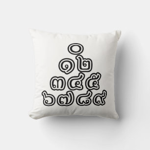 Coussin Chiffres thaïlandais Pyramide ♦ Script en thaï ♦