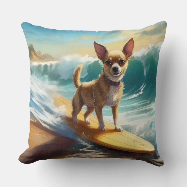 Coussin Chihuahua Beach Surf Peinture (Recto)