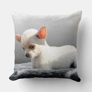 Coussin Chihuahua Chien assis Chien Portrait Peinture d'ar