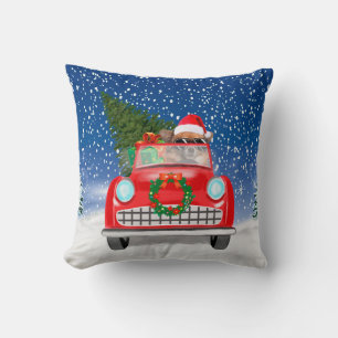 Coussin Chihuahua Chien Conduite Voiture En Noël De Neige