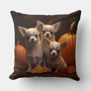 Coussin Chihuahua chiot Automne Délice Citrouille