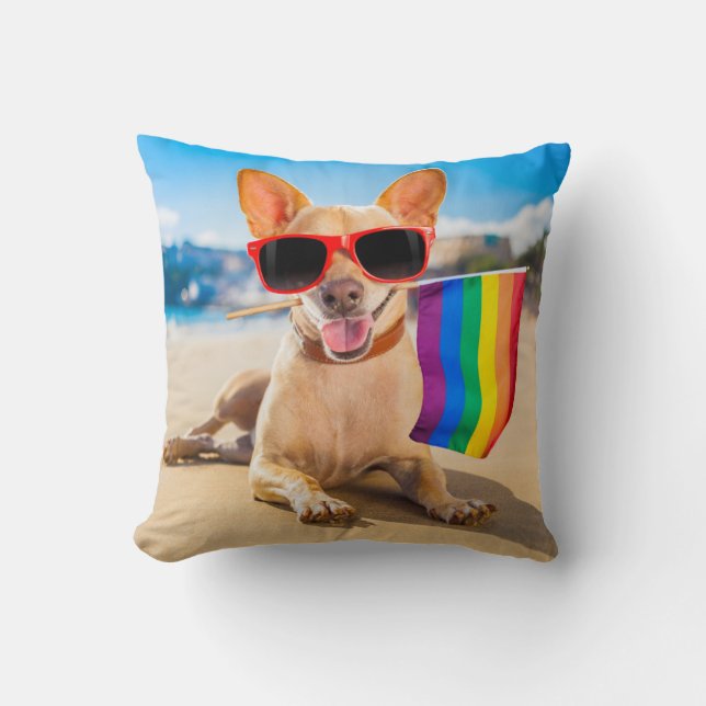 Coussin Chihuahua Dog à la plage (Recto)