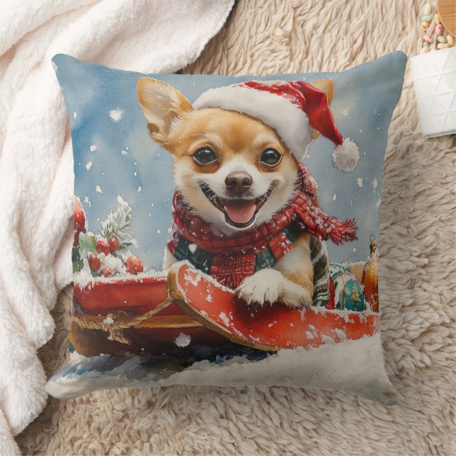Coussin Chihuahua Dog in Sledge Let it neiger Noël (Couverture)