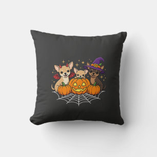 Coussin Chihuahua Halloween Citrouille Sorcière Chien Desi