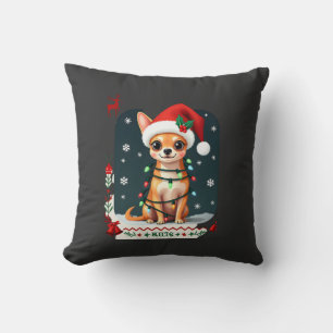 Coussin Chihuahua Noël Santa Sweatshirt Ugly Chien Amoureu