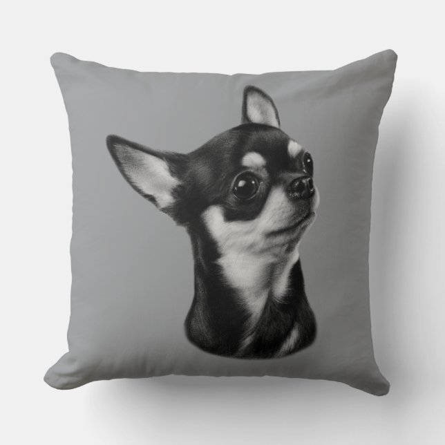 Coussin Chihuahua peint à la main (Recto)