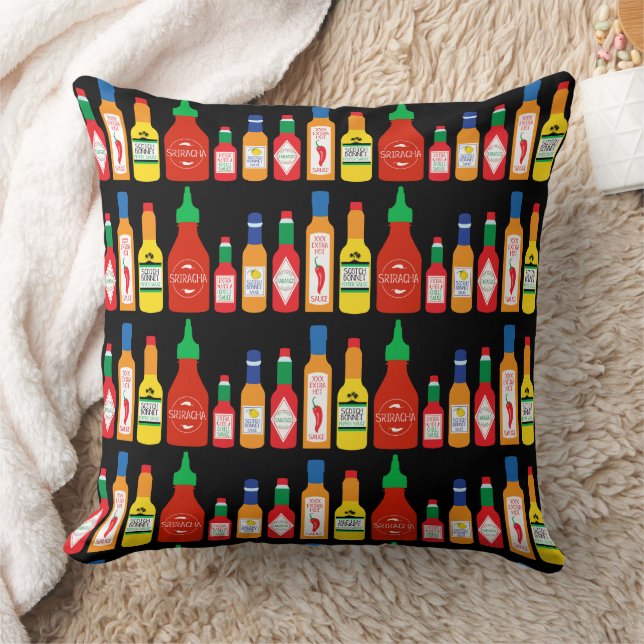 Coussin Chili Addict Épicé Aliments Lover Chili Bouteilles (Couverture)