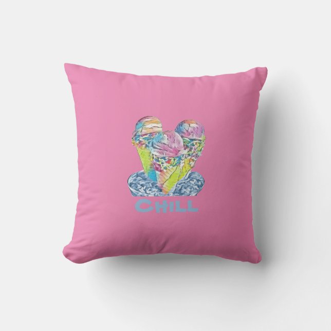 Coussin Chill Ice cream Throw Pillow (Recto)