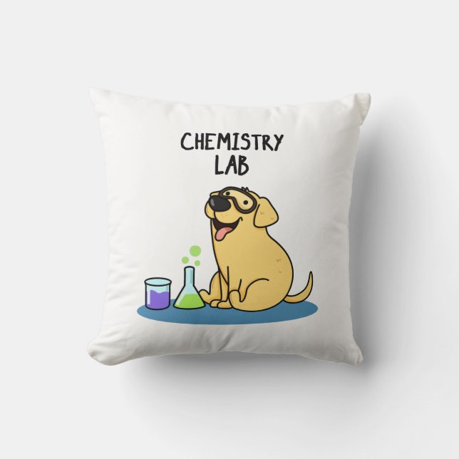 Coussin Chimie Lab Funny Labrador Chien Pun (Recto)