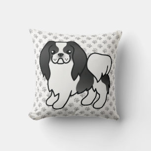 Coussin Chin Japonais Noir Et Blanc Dessin Animé De Chien