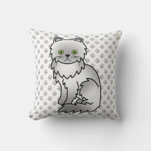 Coussin Chinchilla Gris Persan Mignon Chat de Dessin Animé