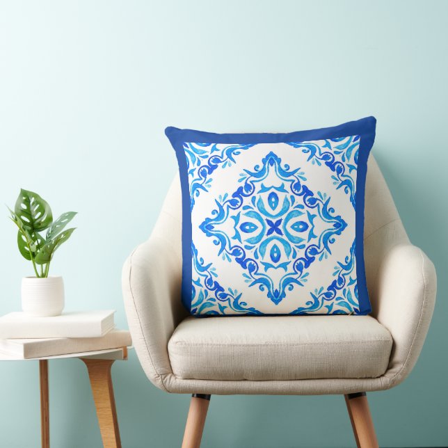 Coussin Chine En Forme De Diamant Bleu Et Blanc Delft (Chaise)