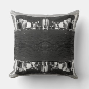 Coussin Chine vintage Baie de Hong Kong Skyscrapers vue Po