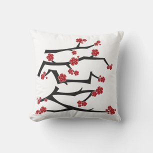 Coussin Chinois Ai Love Cerise Blossoms Rouge Sakura Maria