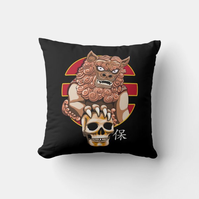 Coussin Chinois Lion guardian - Foo Dog (Recto)