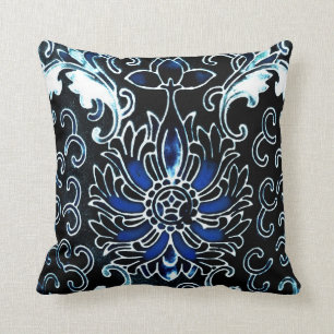 Coussin Chinois vintage dans le bleu