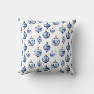 Coussin Chinoiserie Bleu et Blanc ornements de Noël