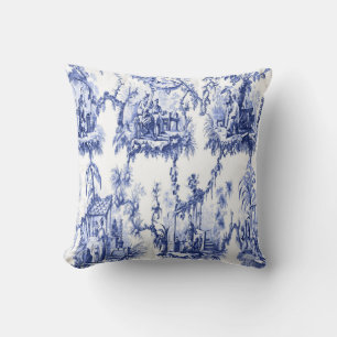 Coussin Chinoiserie bleue et blanche