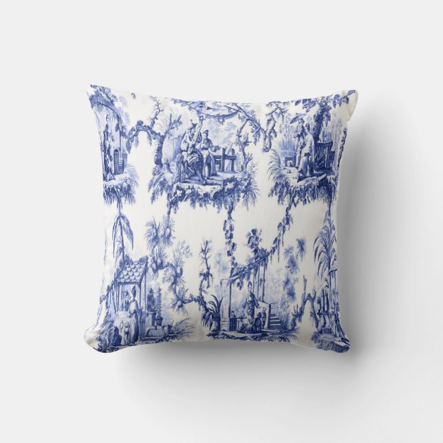 Coussin Chinoiserie bleue et blanche (Recto)