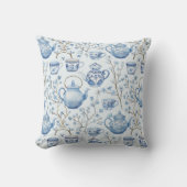 Coussin Chinoiserie Fête de Mariage Florale Bleue (Recto)