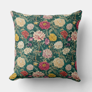 Coussin Chinoiserie Florale Verte Vintage