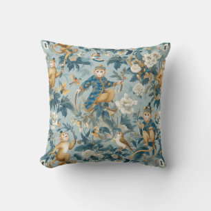 Coussin Chinoiserie Monkey Blue