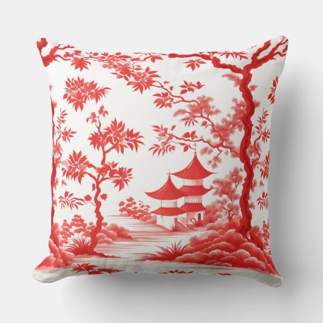 COUSSIN CHINOISERIE PAGODA EN ROUGE ! (Recto)