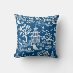 Coussin Chinoiserie Pagoda Royal Blue Thaillow