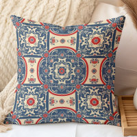 Chinoiserie rouge et bleu Motif en carreaux chinoi