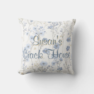 Coussin Chinoiserie Toile Bleue Mahjong Personnalisé
