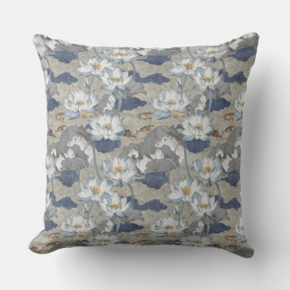 Coussin Chinoiserie White Lotus