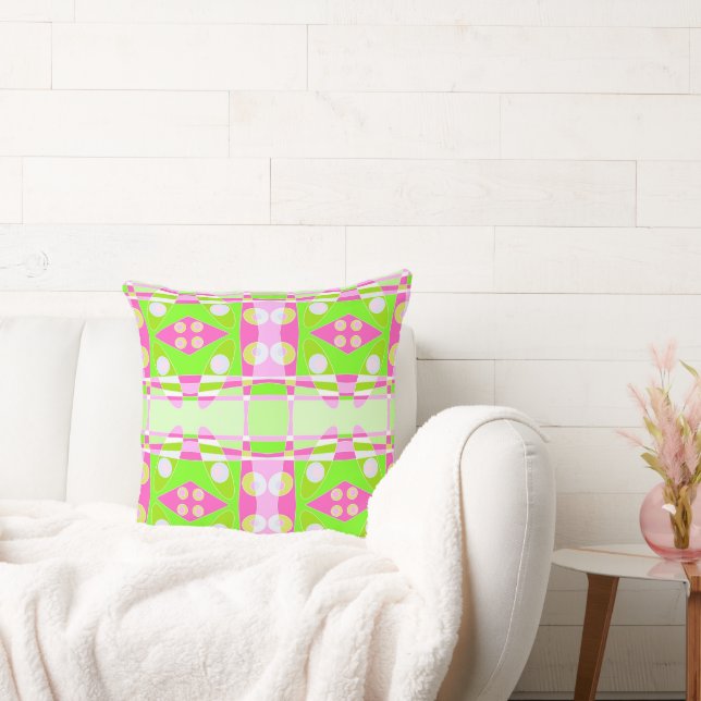 Coussin Chintz Bohème 71 Pastel Rose Fuchsia Lime Vert (Canapé)