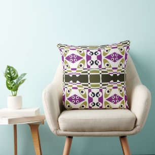 Coussin Chintz de Bohême 34 Olive Purple