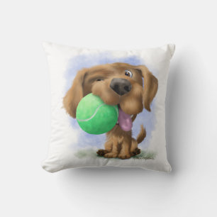 Coussin Chiot adorable avec balle de tennis dessin animé