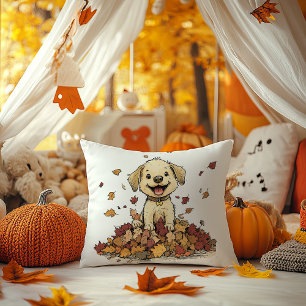 Coussin Chiot adorable qui joue en automne