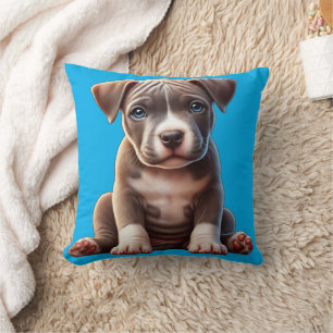 Coussin Chiot aux yeux bleus assis et ayant l'air innocent
