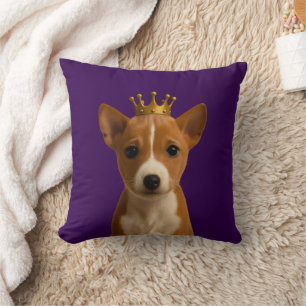 Coussin Chiot Basenji en Couronne Or