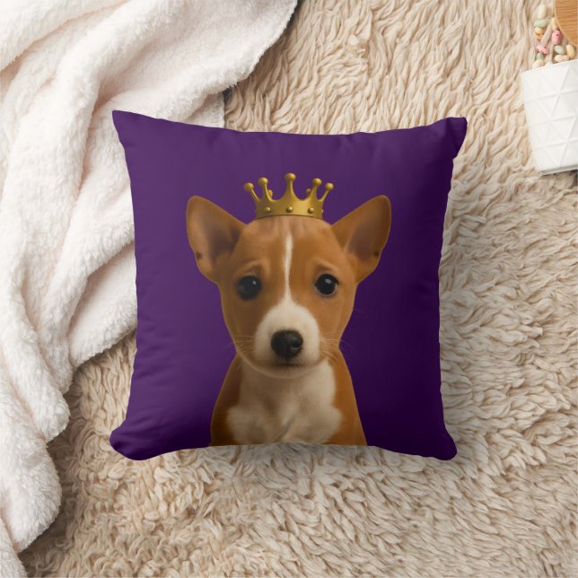 Coussin Chiot Basenji en Couronne Or (Couverture)