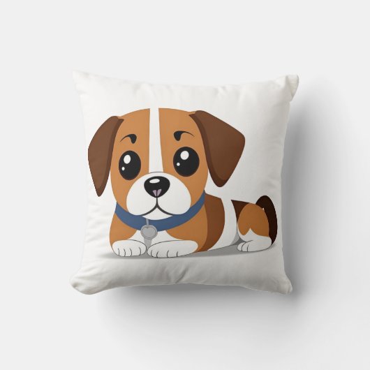 Coussin Chiot Beagle de Dessin Animé Adorable Allongé (Recto)