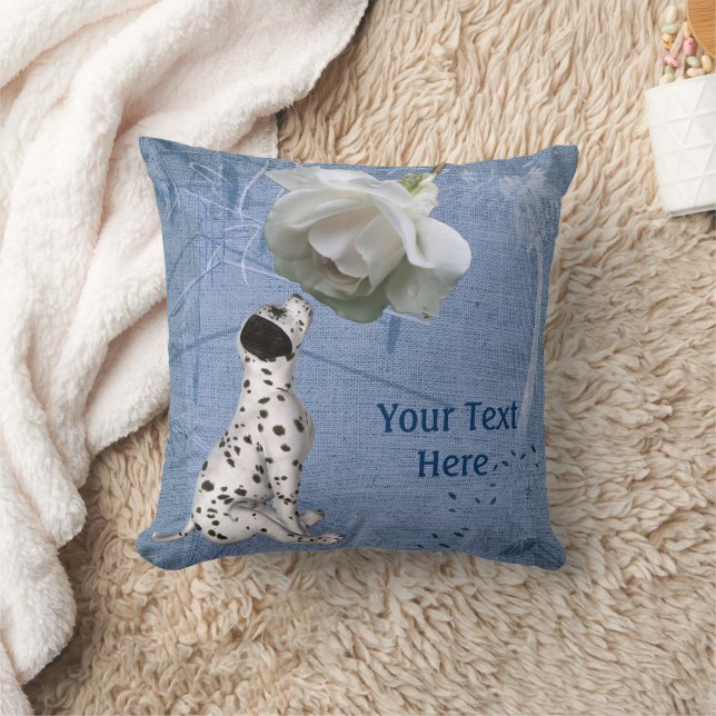 Coussin Chiot blanc rose de Dalmatie (Couverture)