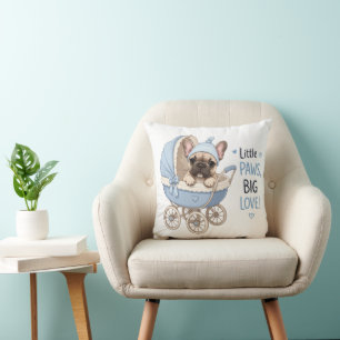 Coussin Chiot Bouledogue Français Mignon Landeau Rétro pou