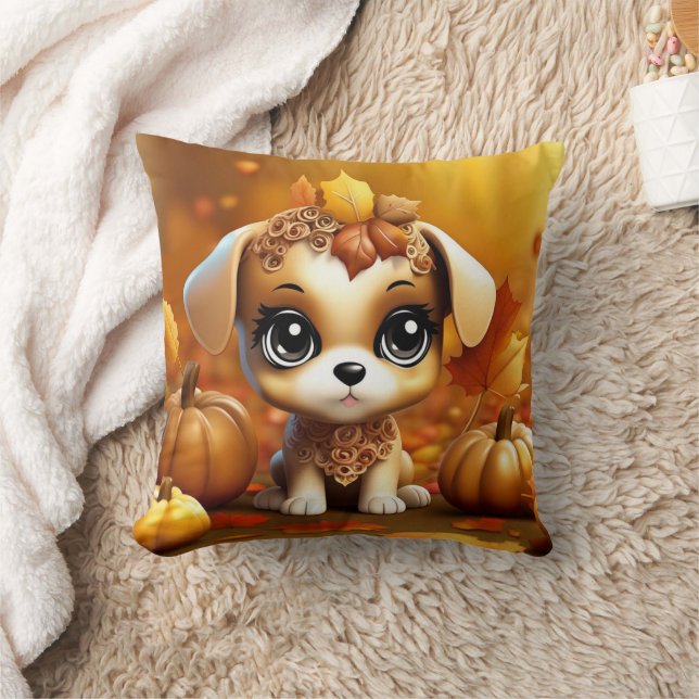 Coussin Chiot Citrouille d'automne (Couverture)
