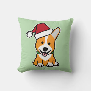 Coussin chiot de chien Corgi chapeau de Père Noël de Noël