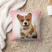 Coussin Chiot de corgi et premier petit gâteau (Couverture)
