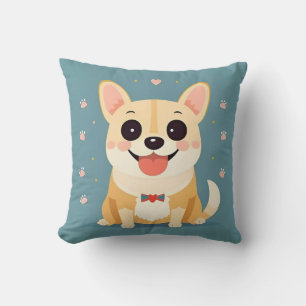 Coussin Chiot de dessin animé mignon avec une expression a