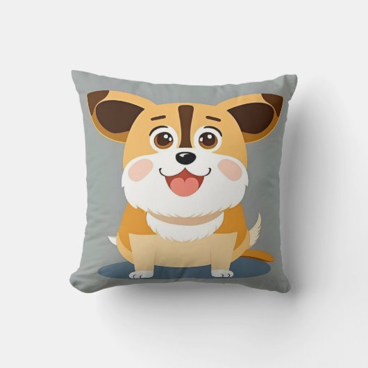 Coussin Chiot de dessin animé mignon avec une expression a (Recto)