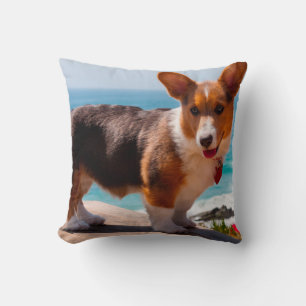 Coussin chiot de Pembroke Welsh Corgi debout sur une table