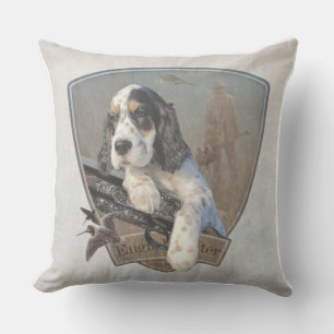 Coussin Chiot de Setter anglais avec fusil de chasse class