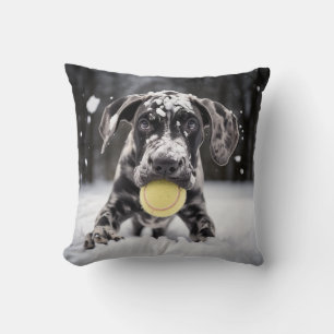Coussin 🐕 chiot de Snowy Great Dane avec 🎾 balles de ten