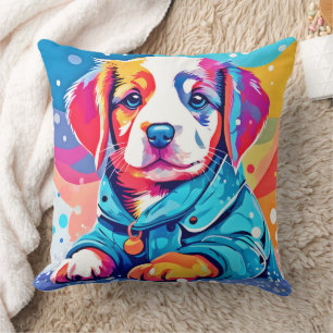 Coussin Chiot en design de manteau bleu
